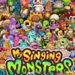 My Singing Monsters: capa com diversos monstros cantores coloridos, personagens do jogo musical Big Blue Bubble.