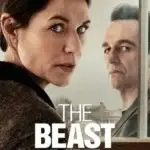 Pôster da série "The Beast In Me" com mulher de olhar intenso em primeiro plano e homem misterioso ao fundo, para o blog Crônicas do Urso.