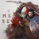 rte oficial de Crimson Desert com o protagonista Macduff empunhando espada e escudo em batalha — RPG de ação da Pearl Abyss